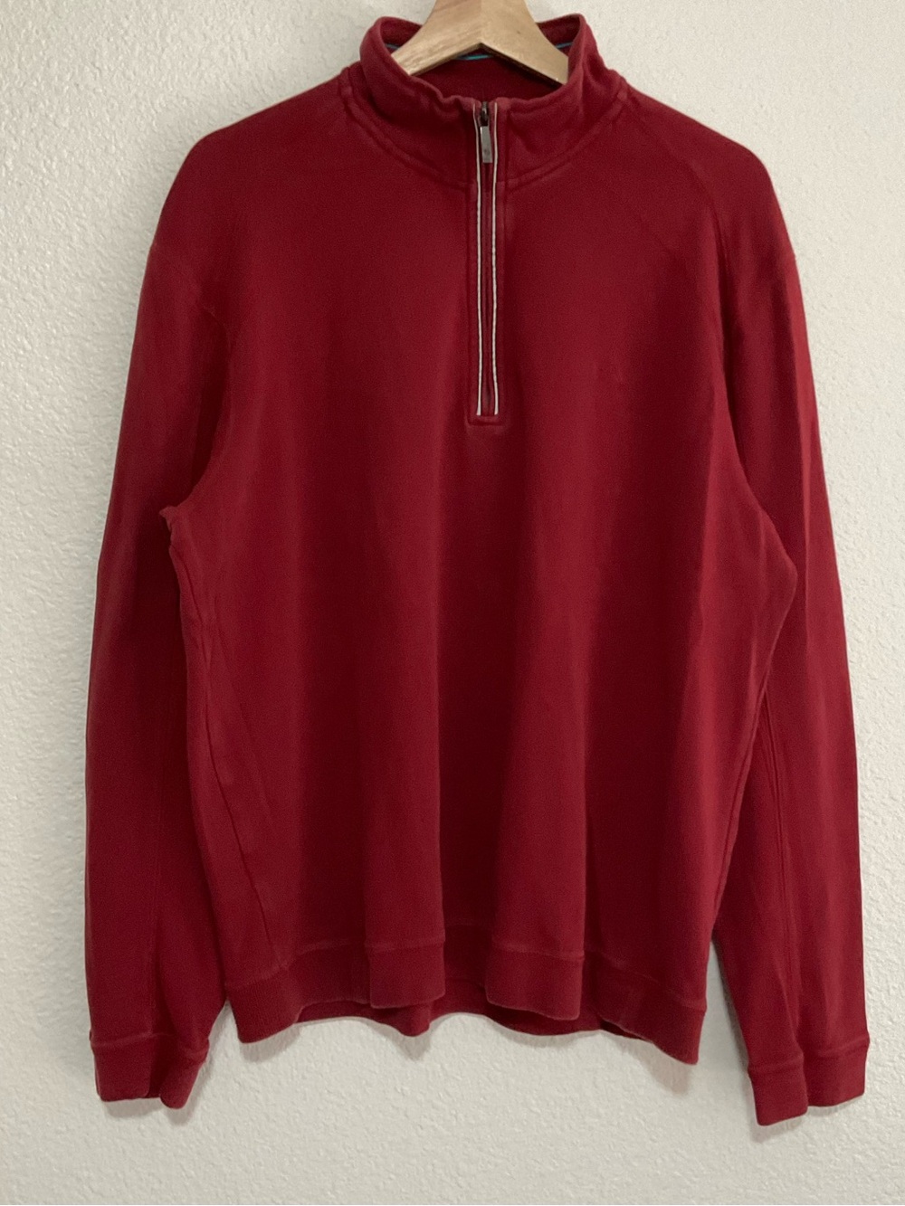 Tommy Bahama Men’s Large Red 1/4 Zip Pullover 100% Pima Cotton Sweatshirt